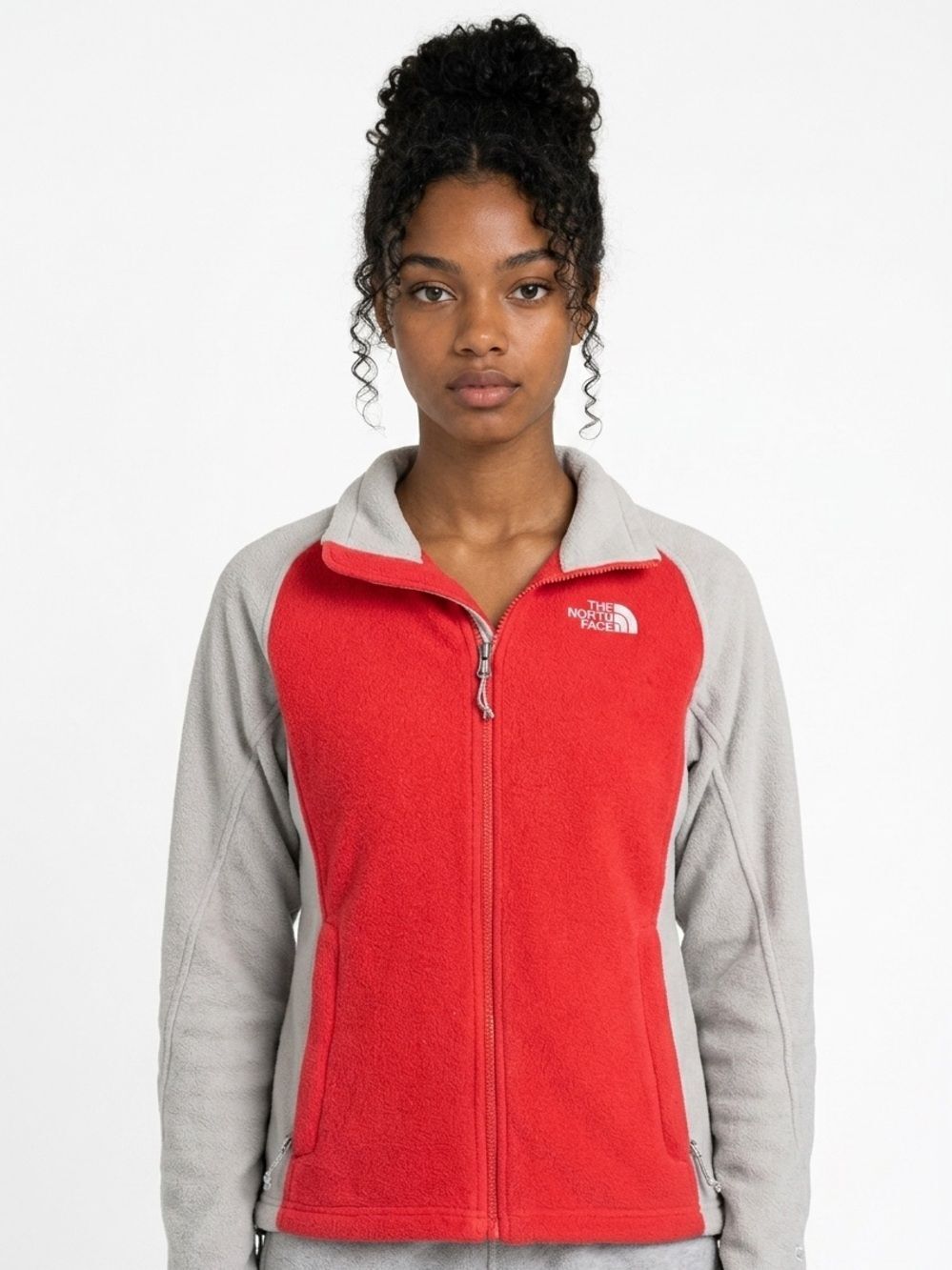 THE NORTH FACE | Fleece Zip Front Jacket Red Gray Women’s Small